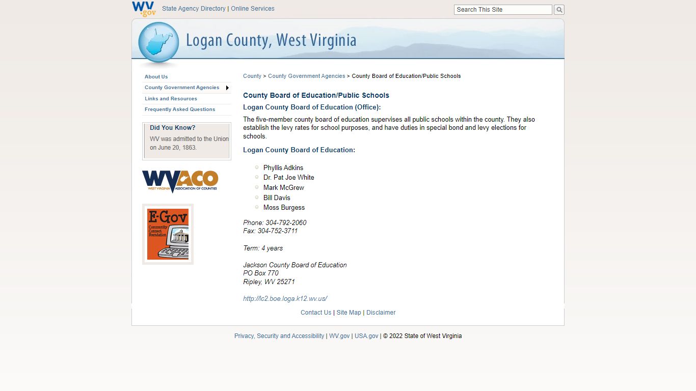 County Board of Education/Public Schools - Logan County, West Virginia